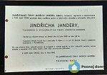 Jindřich Jandera - úpravna a bělidlo - Parte o úmrtí Jindřicha Jandery (Ostatní), autor: SOA Zámrsk., archivní fond Jindřich Jandera bělidlo, barevna a úpravna a mercerizace, Ústí nad Orlicí