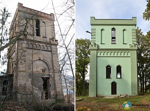 Vodárenská věž továrny Hermanna Pollacka - Před a po rekonstrukci (Exteriér), autor: FB Věžové vodojemy & Petr Vomáčka