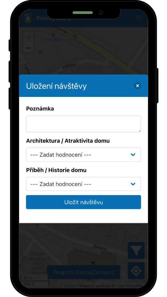 Poznej domy - ukládání návštěvy